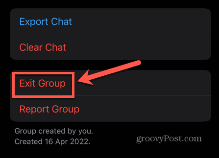 whatsapp sair de um grupo
