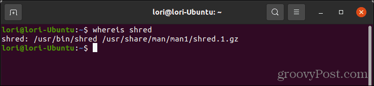 Execute o comando whereis shred no Linux