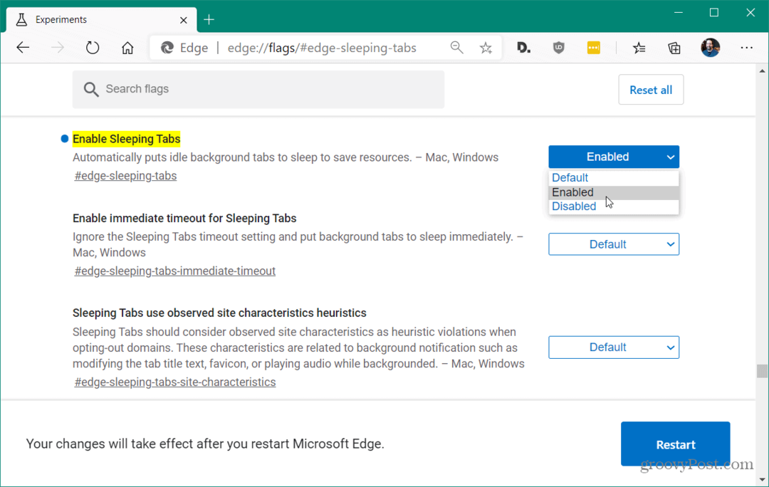 Como ativar as guias de suspensão no Microsoft Edge