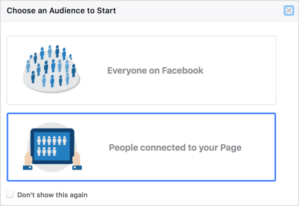 Selecione as pessoas conectadas à sua página no Facebook Audience Insights.