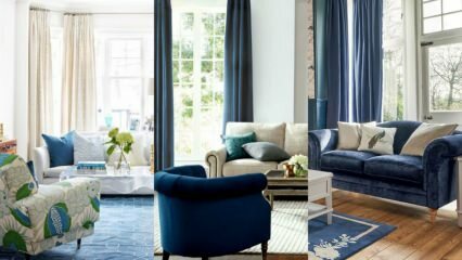 Como fazer decorações de sofá azul marinho e azul?