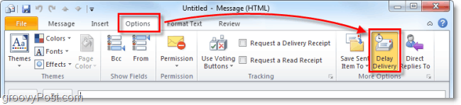 botão de atraso na entrega no Outlook 2010
