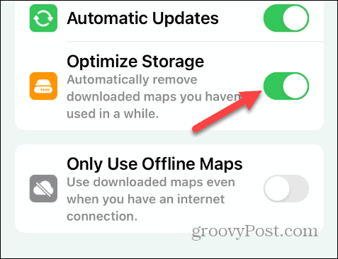 otimizar o armazenamento de mapas offline