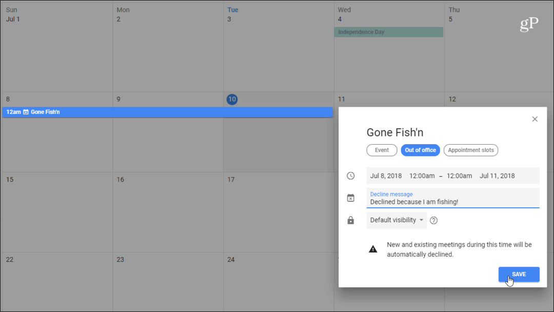 Como usar o modo de ausência temporária com o Google Calendar