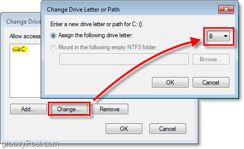 atribuir uma nova letra de unidade ao disco rígido do Windows 7