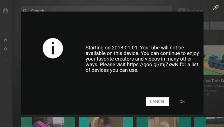 O YouTube não está mais disponível Fire TV