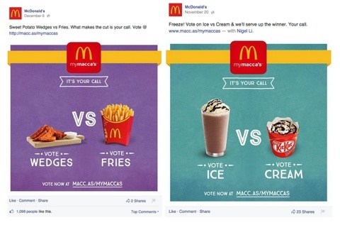 postagens de votação do McDonalds