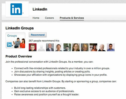 recurso de grupos do LinkedIn