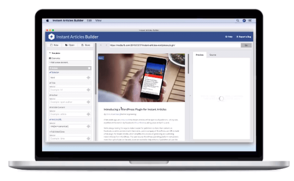O Facebook lança a ferramenta Instant Articles Builder.