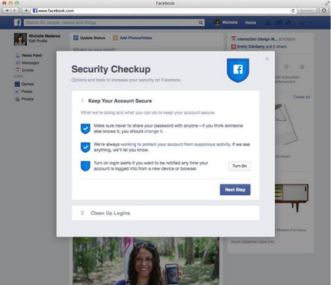 Facebook testa um novo recurso de verificação de segurança