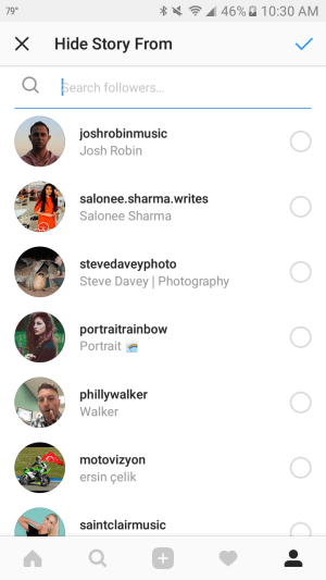 Você pode impedir que seguidores específicos do Instagram vejam suas histórias.