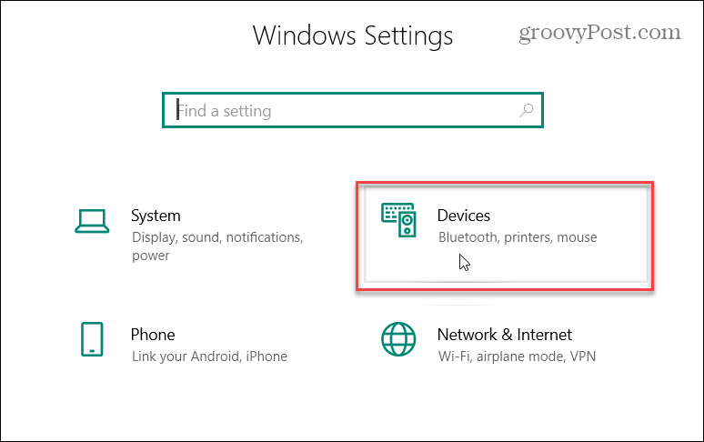 Dispositivos de configuração do Windows 10