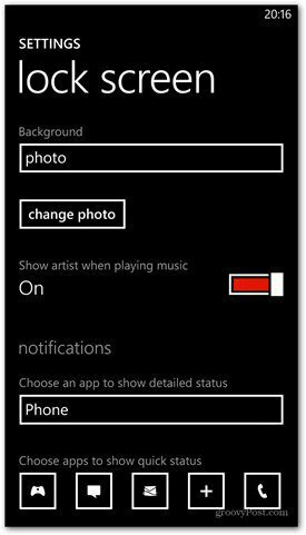 Windows Phone 8 personalizar opções da tela de bloqueio