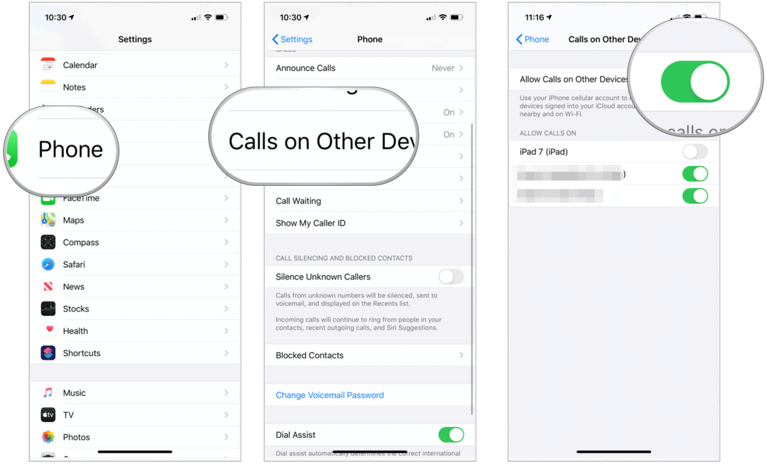 iPhone definir chamadas em outros dispositivos