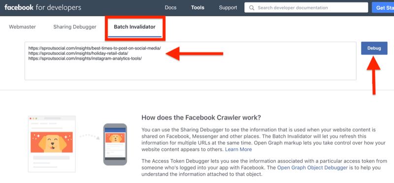 passo a passo passo a passo sobre como limpar o cache usando o Facebook Batch Invalidator