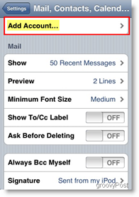 Apple iPhone e iPod Touch Adicionar conta de email