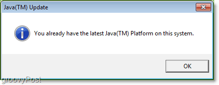 Captura de tela: Windows 7 Java Update Check Complete Jucheck.exe