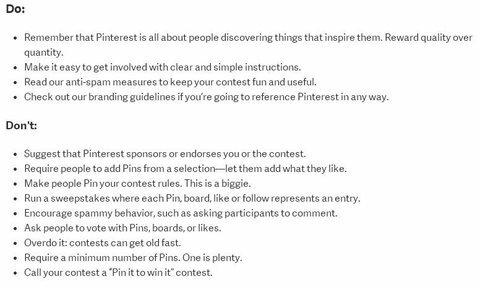 regras do concurso pinterest