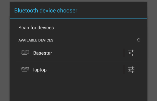 Seletor de dispositivo Bluetooth Android
