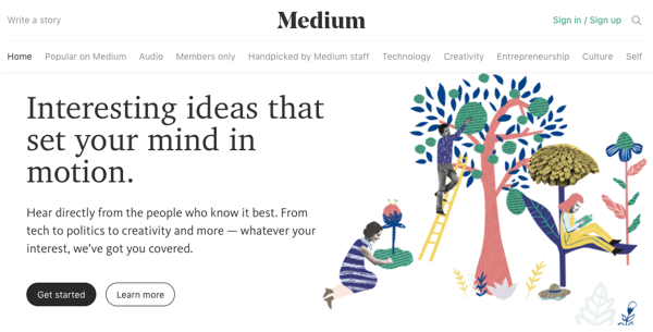 O Medium tem um público integrado para ajudar a impulsionar seu posicionamento.