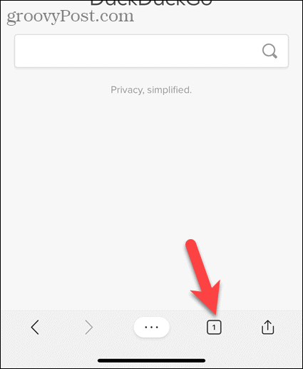Toque no ícone da guia no Edge para iOS