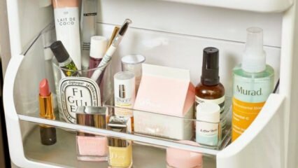 Produtos cosméticos a serem armazenados na geladeira