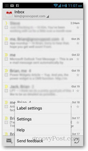 configurações do gmail