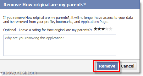 remover confirmação para aplicativos do facebook