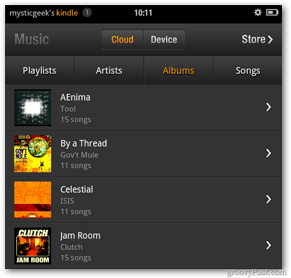 Kindle Fire Music do Cloud Player