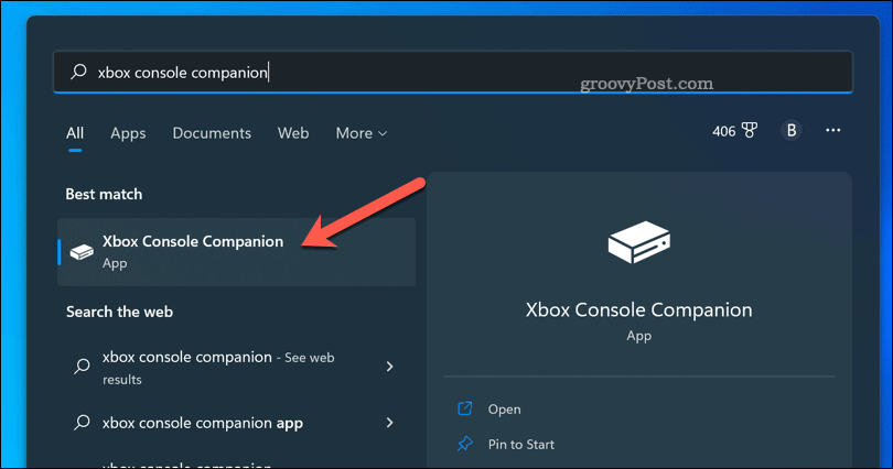 Abra o aplicativo complementar do Xbox no Windows 11