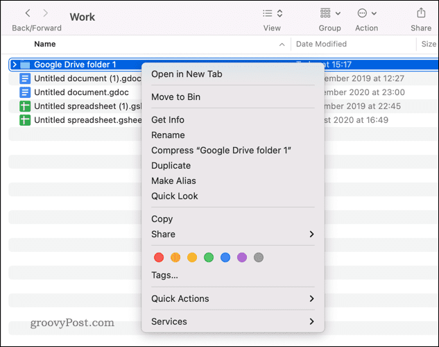 Copiando uma pasta no Google Drive no Mac