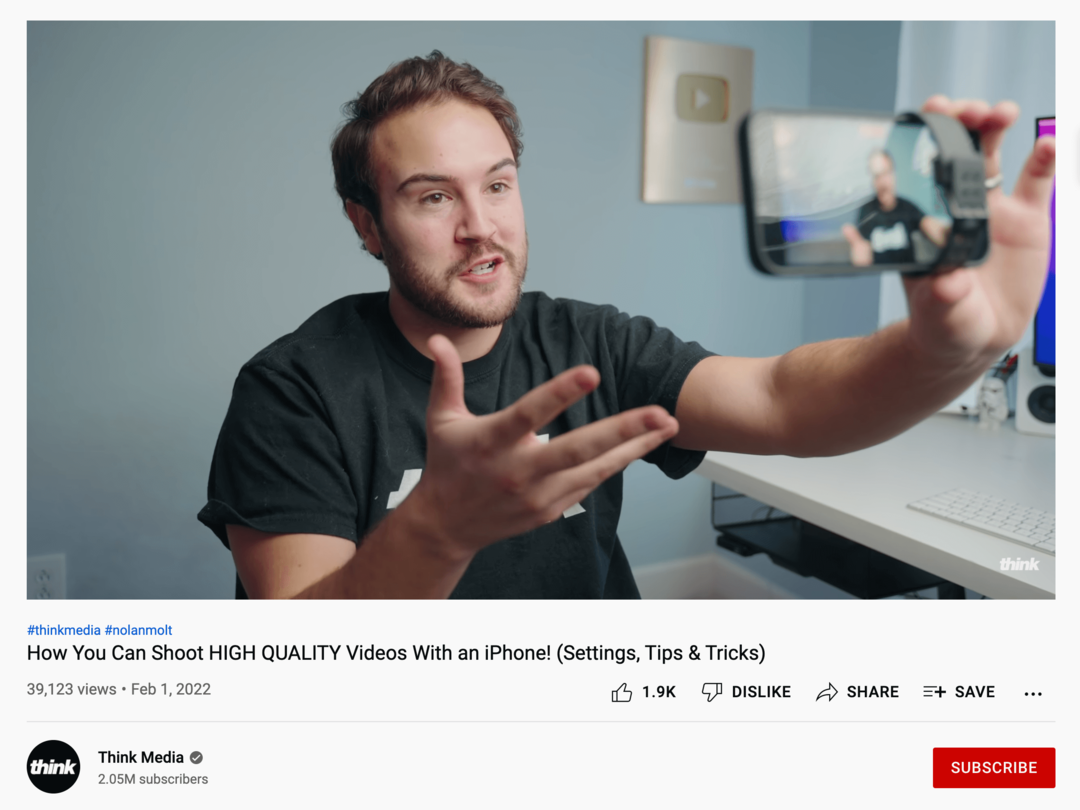 imagem do vídeo do YouTube sobre como gravar vídeo com o iPhone