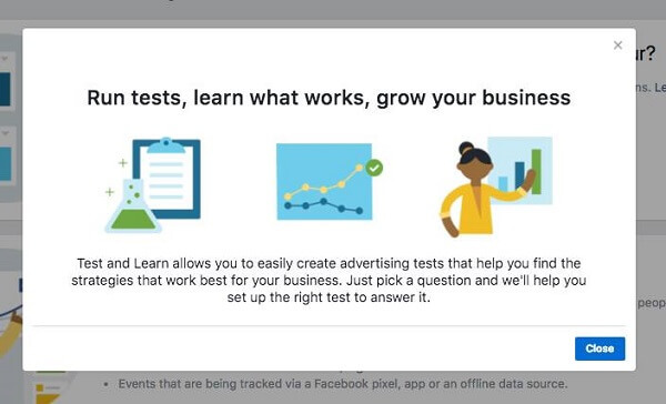 O Facebook Business Manager lança uma nova ferramenta de teste e aprendizado.