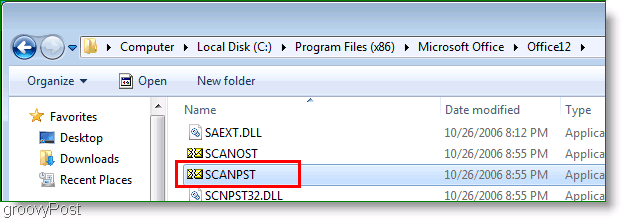Captura de tela - ScanPST do Outlook 2007