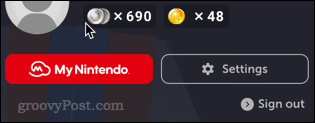 Botão de configurações da Nintendo Online