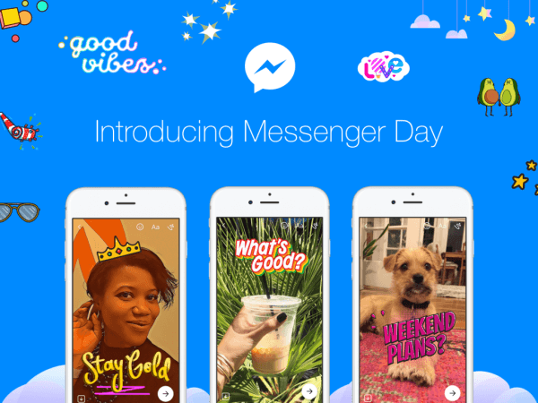 O Facebook lançou o Messenger Day, uma nova maneira de os usuários compartilharem fotos e vídeos à medida que acontecem no Messenger App autônomo.