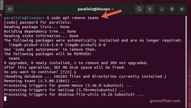 Remova o Microsoft Teams no Ubuntu usando o terminal