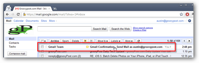 caixa de entrada do gmail - e-mail de verificação