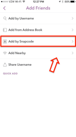 snapchat adicionar por snapcode