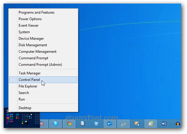 Painel de controle Windows 8 Power Menu