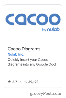 O complemento Cacoo no Google Docs