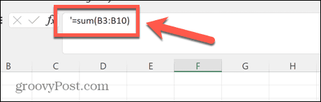 Excel apóstrofo no início da fórmula