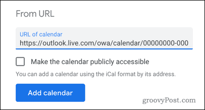 Adicionando um calendário do Outlook ao Google Agenda por URL