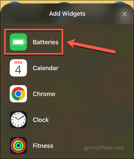 iphone adicionar widget de bateria
