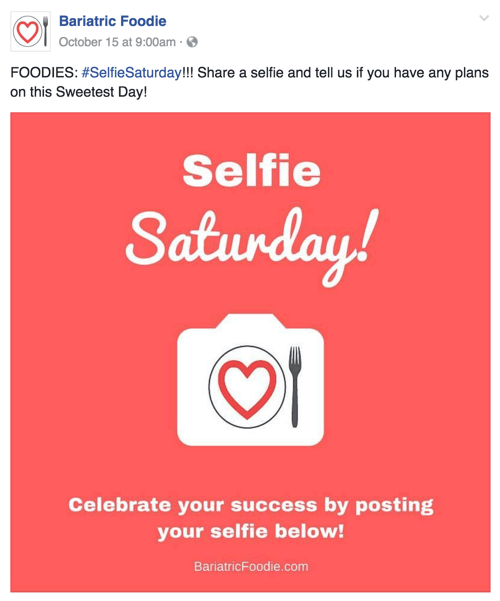 selfie exemplo de postagem social no sábado