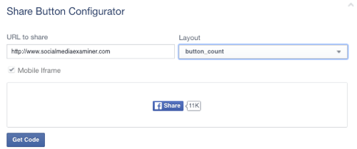 botão de compartilhamento do Facebook definido como url