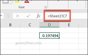 Uma única referência de célula da planilha no Excel