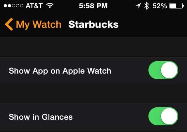 Aplicativo Starbucks - Apple Watch