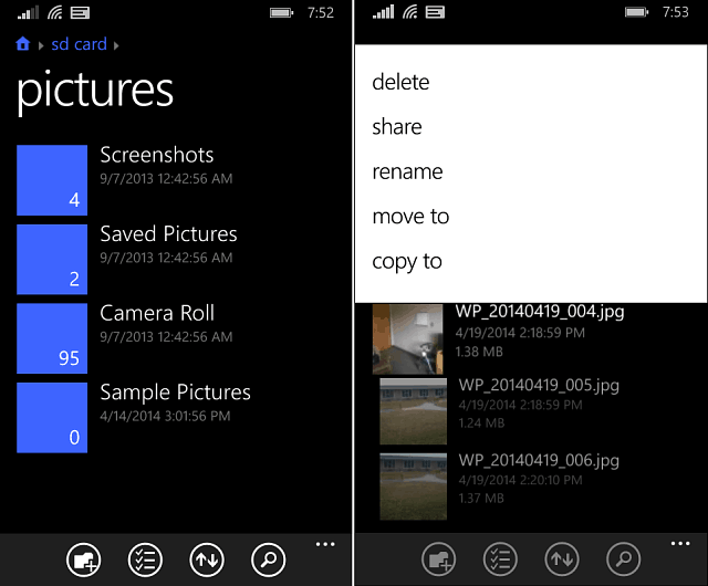 Aplicativo de arquivos Windows Phone 8-1