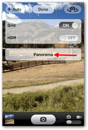 Tire uma foto panorâmica do iPhone iOS - Toque em Panorama